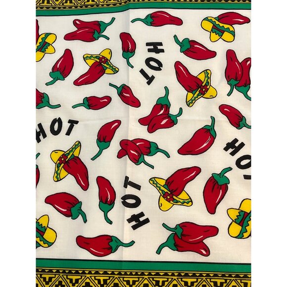 VTG Southwestern Cowboy Bandana Handkerchief Red Hot Jalapeno Chili Pepper Scarf - Picture 4 of 8